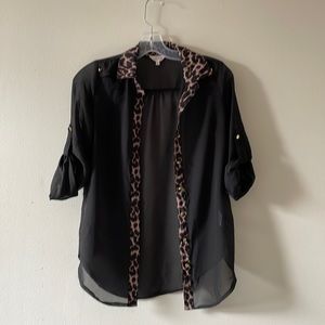 Sheer loose blouse Cover up Top Stella Tweed long sleeve size S